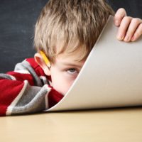 Bored pupil at school