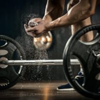 Athlete getting ready for weight lifting training