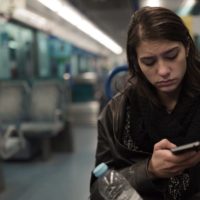 Unhappy woman with pms on the train