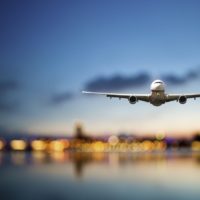 Jet plane preparing to land