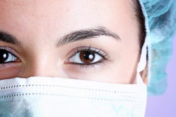 Portrait of a young female doctor close up of eyes