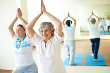 seniors doing yoga